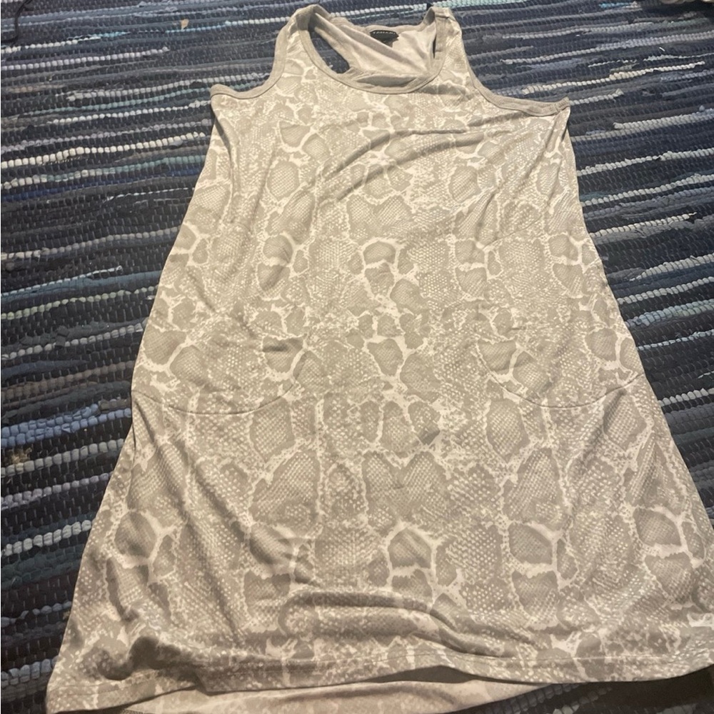 Tahari Grey and White Scale Print Tank Dress Medium